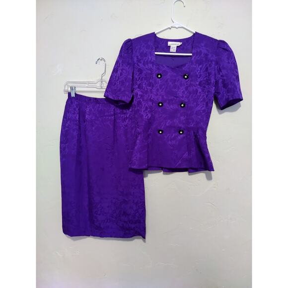 Vintage Silk  Point of View Collection Royal Purple Two-Piece Set - Picture 1 of 6